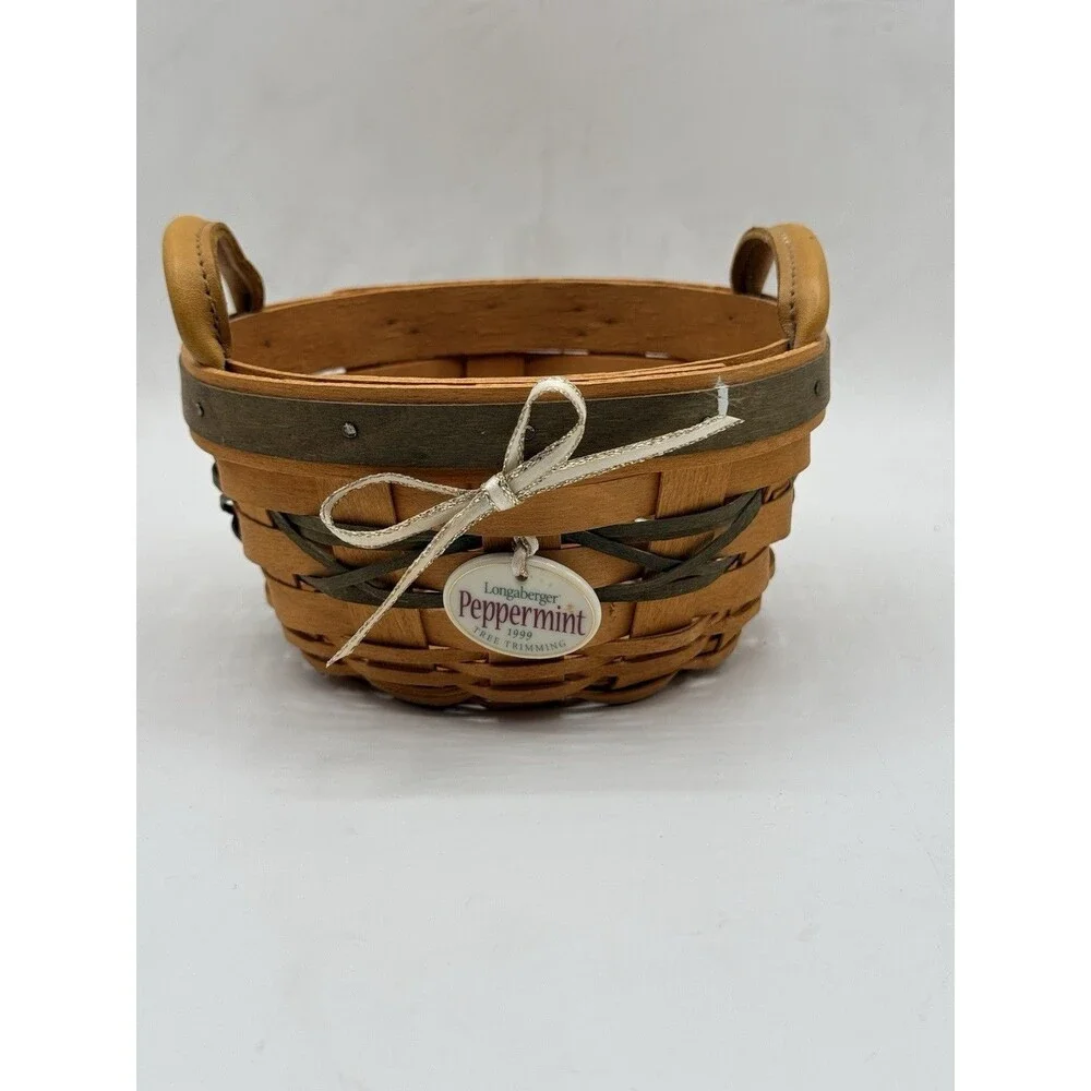 Vintage 1999 Longaberger Peppermint Tree Trimming Small Mini Basket Christmas